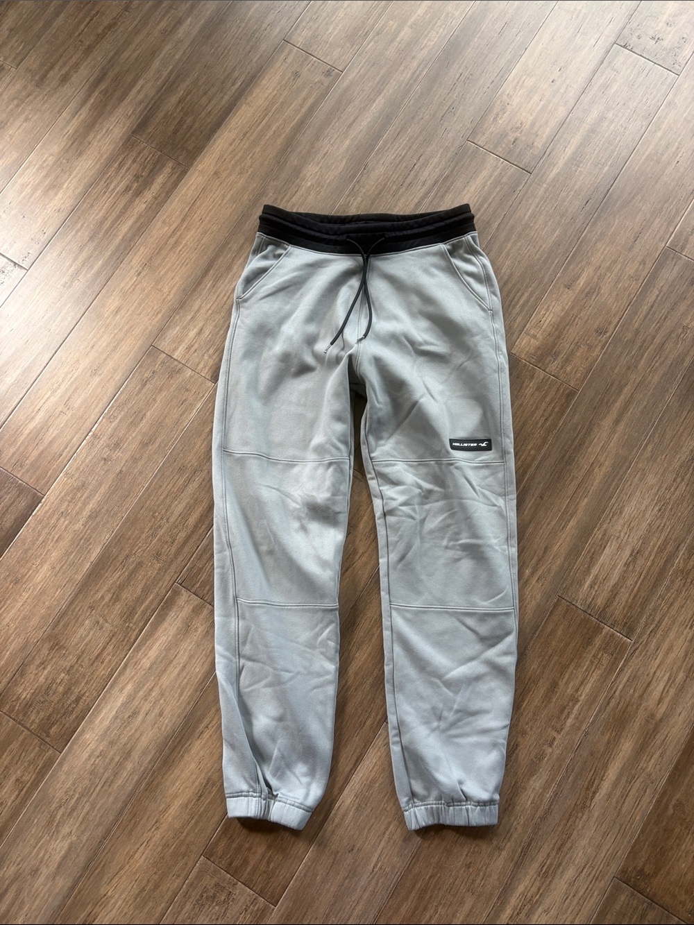Hollister Light Gray Jogger Sweatpants with Black Waistband small